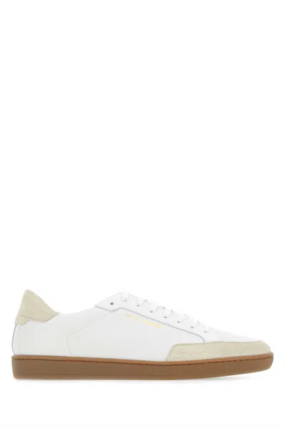 Saint Laurent White Leather Sneakers In Blopblopblopan
