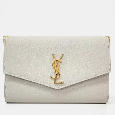 Pre-owned Saint Laurent White Leather Uptown Crossbody Bag