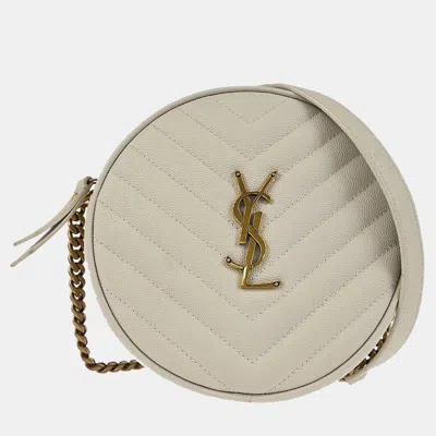 Pre-owned Saint Laurent White Leather Vinyl Shoulder Bag