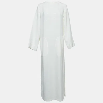 Pre-owned Saint Laurent White Linen Blend Long Tent Dress M
