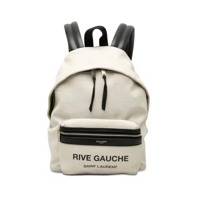Pre-owned Saint Laurent White Linen Leather Backpack ()