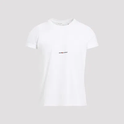 SAINT LAURENT WHITE LOGO PRINT T-SHIRT