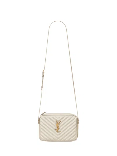 Saint Laurent Lou Medium Quilted Leather Shoulder Bag In Cream