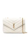 Saint Laurent Ysl Loulou Chain Strap Quilted Shoulder Bag In White