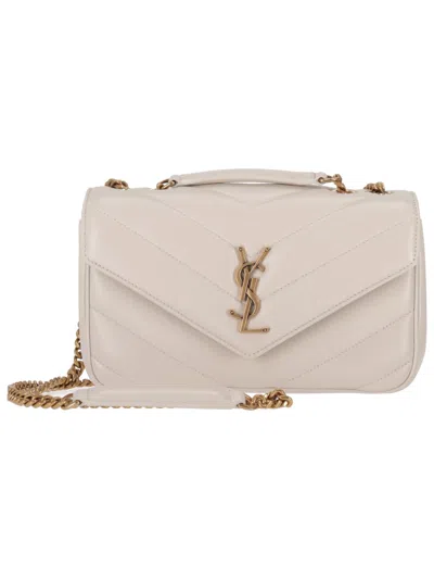 Saint Laurent Loulou Quilted Leather Shoulder Bag In White