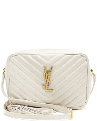 SAINT LAURENT SAINT LAURENT WHITE MATELASSE CALFSKIN MONOGRAM LOU CAMERA BAG (AUTHENTIC PRE-  LOVED)