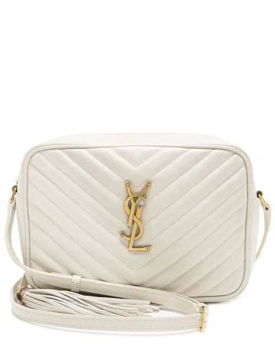 Saint Laurent White Matelasse Calfskin Monogram Lou Camera Bag (authentic Pre-loved)