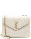 Saint Laurent White Matelasse Calfskin Monogram Loulou Chain Medium Shoulder  Bag (authentic Pre-lov In White