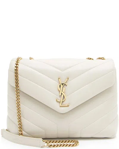 Saint Laurent White Matelasse Calfskin Monogram Loulou Chain Small Crossbody  (authentic Pre-loved)
