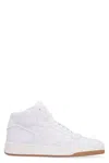 SAINT LAURENT WHITE MID-TOP LEATHER SNEAKERS FOR MEN