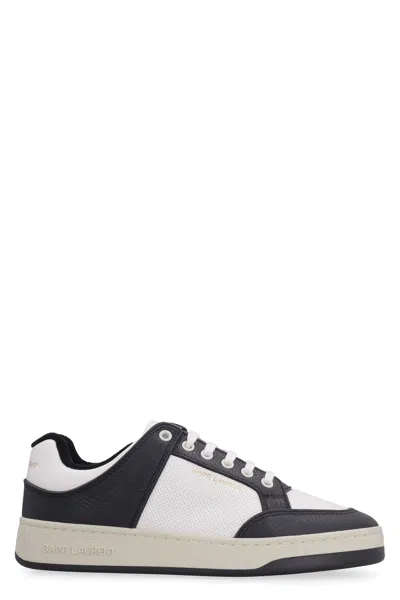 SAINT LAURENT WHITE PERFORATED CALFSKIN SNEAKERS FOR WOMEN