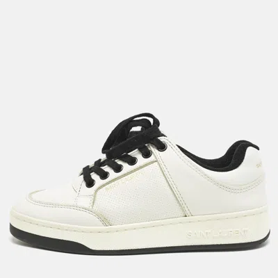 Pre-owned Saint Laurent White Perforated Leather Sl/61 Sneakers Size 35