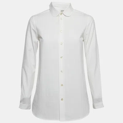 Pre-owned Saint Laurent White Pinstripe Cotton Shirt S