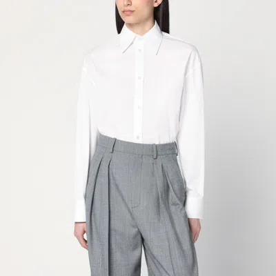 Saint Laurent White Pinstripe Shirt In Cotton