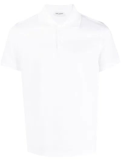SAINT LAURENT WHITE COTTON POLO SHIRT