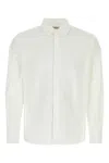 Saint Laurent White Pointed Collar Long Sleeve Shirt In Cotton Man In White