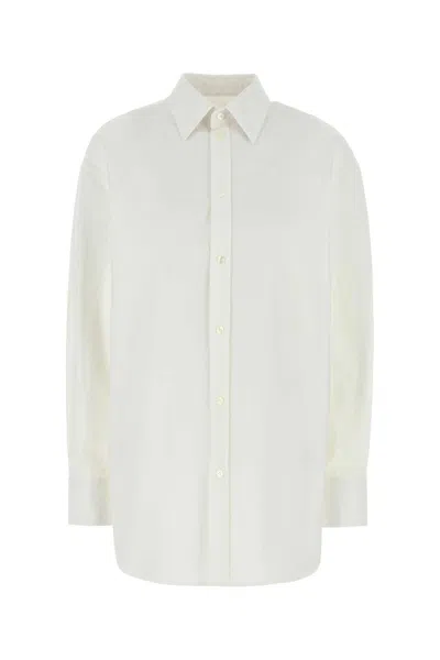Saint Laurent Cassandre Cotton Poplin Shirt In White