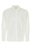 Saint Laurent White Pointed Collar Long Sleeve Shirt In Cotton Man In White