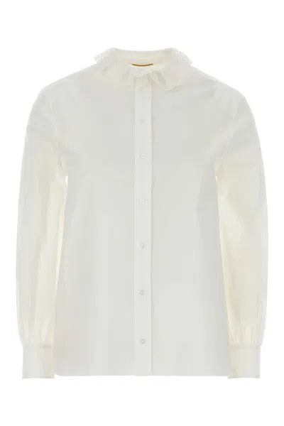 Saint Laurent White Poplin Shirt In Neutral