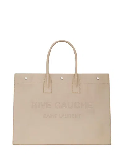 Saint Laurent White Rive Gauche Print Tote For Men