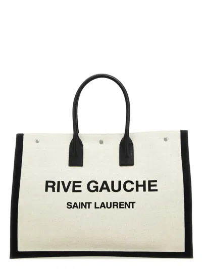 SAINT LAURENT WHITE RIVE GAUCHE TOTE BAG