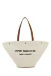 Saint Laurent Woman Sand Canvas Rive Gauche Shopping Bag In White