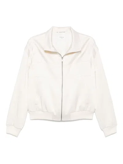 SAINT LAURENT WHITE SATIN BOMBER JACKET