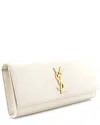 Saint Laurent White Sheep Leather Classic Monogram Clutch Long (authentic Pre-  Loved) In Neutral