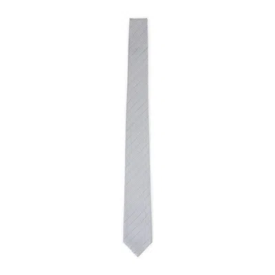 Saint Laurent White Silk Tie In Gray