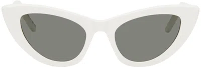 Saint Laurent White Sl 213 Lily Sunglasses In 017 White-white-grey