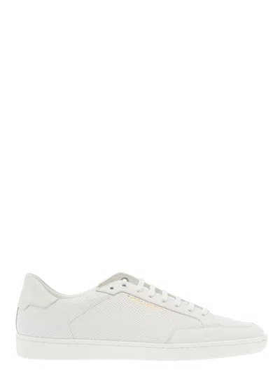 SAINT LAURENT WHITE SL/10 LEATHER SNEAKERS