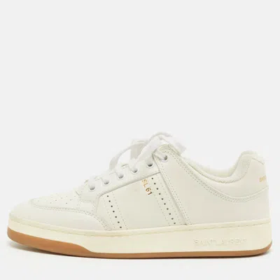 Pre-owned Saint Laurent White Sl/61 Lace Up Sneakers Size 40