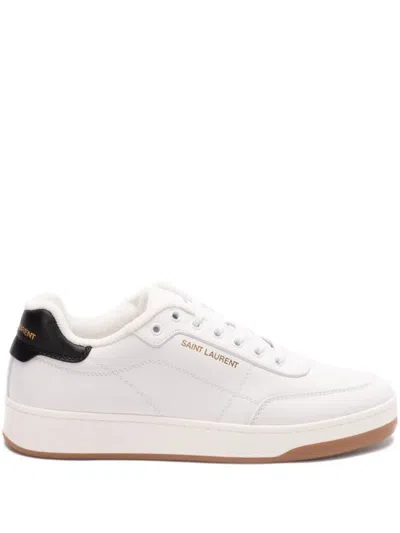 SAINT LAURENT WHITE LEATHER SNEAKERS