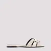 Saint Laurent Tribute Eel Leather Flat Sandals In White