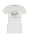Saint Laurent White T-shirt With Graphic Print On The Front In Cotton Woman In White