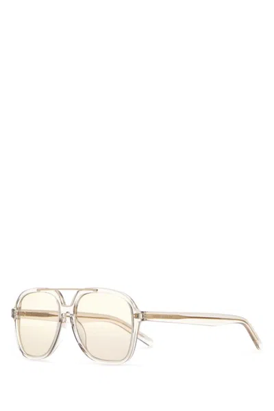 Saint Laurent Transparent Acetate Sl 545 Sunglasses In Gold