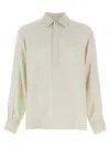 Saint Laurent Striped Pattern Tunic Shirt With Point Collar In White