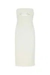 Saint Laurent Viscose Bustier Midi Dress In White
