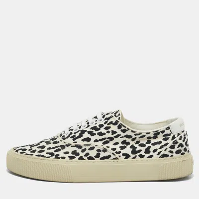 Pre-owned Saint Laurent White/black Canvas Lace Up Sneakers Size 38