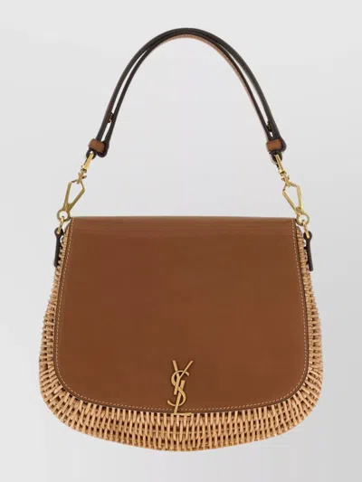 Saint Laurent Wicker Leather Handbag Top Handle
