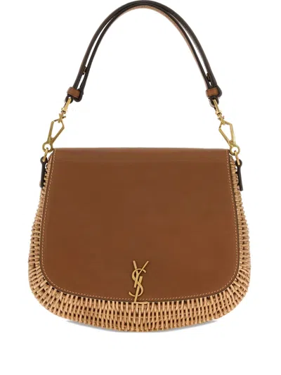 Saint Laurent Wicker Leather Voltaire Tote Bag In Blue