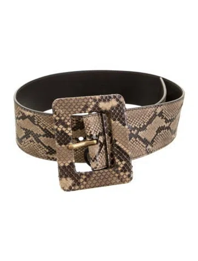 Pre-owned Saint Laurent Wide Belt In Brown/neutrals