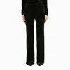 Saint Laurent Black Satin Loose Trousers In Black