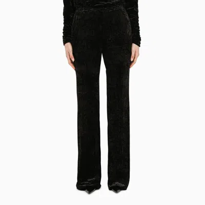 Saint Laurent Wide Black Velvet Trousers