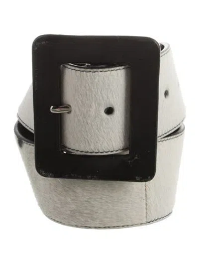 Pre-owned Saint Laurent Wide Calf Hair Waist Belt In Neutrals