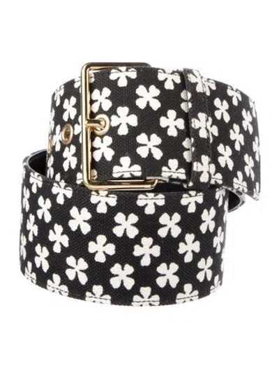 Pre-owned Saint Laurent Wide Canvas Waist Belt In Black