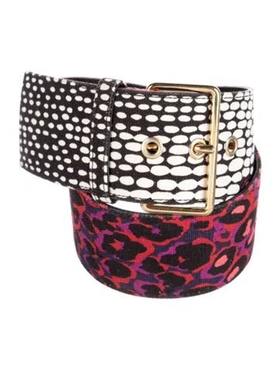 Pre-owned Saint Laurent Wide Canvas Waist Belt In Pink