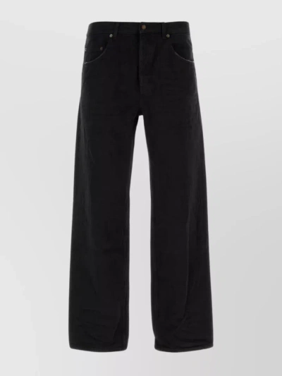 Saint Laurent Wide-cut Denim Trousers With Belt Loops In Black