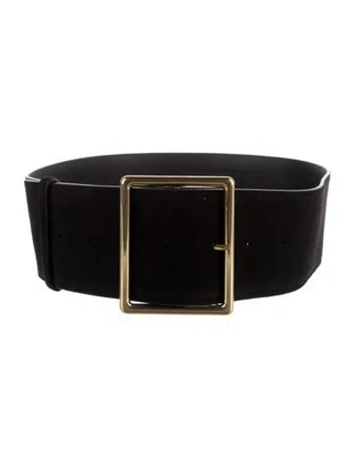 Pre-owned Saint Laurent Wide Leather Belt In Black
