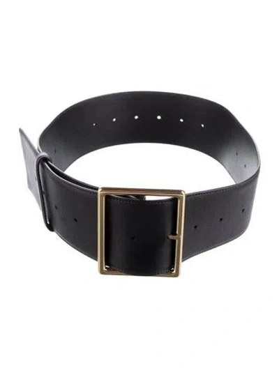 Pre-owned Saint Laurent Wide Leather Belt In Black